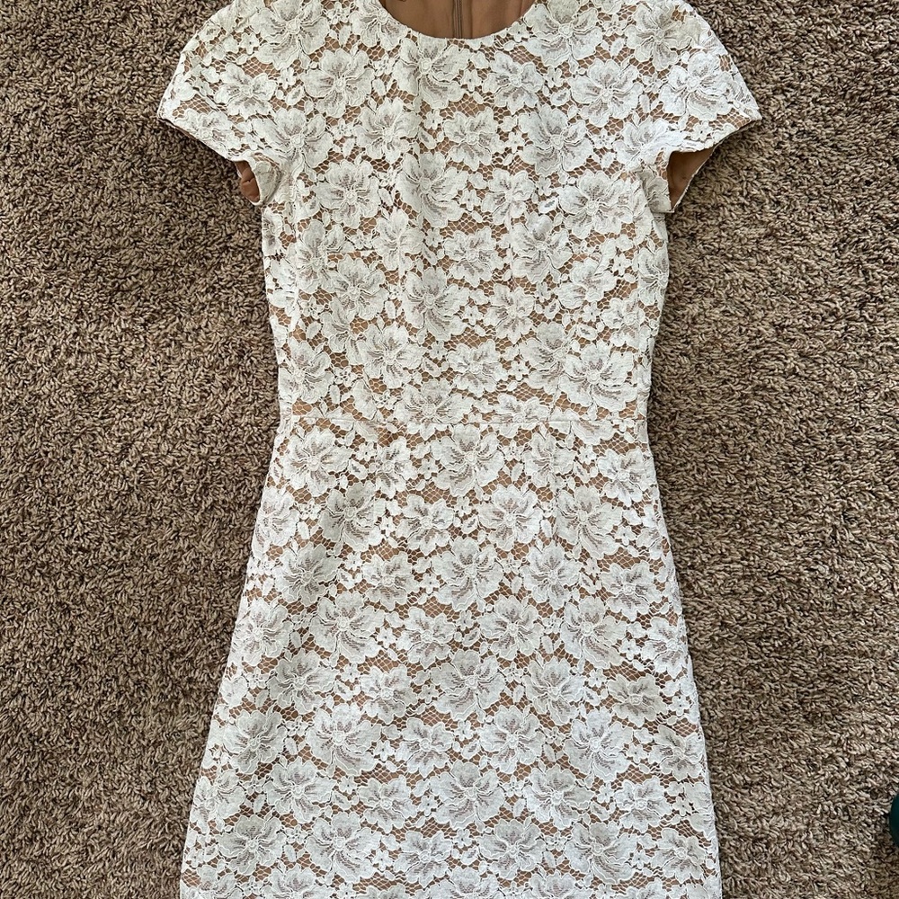 Michael Kors Collection White Sheath Mini Dress Crew Neck